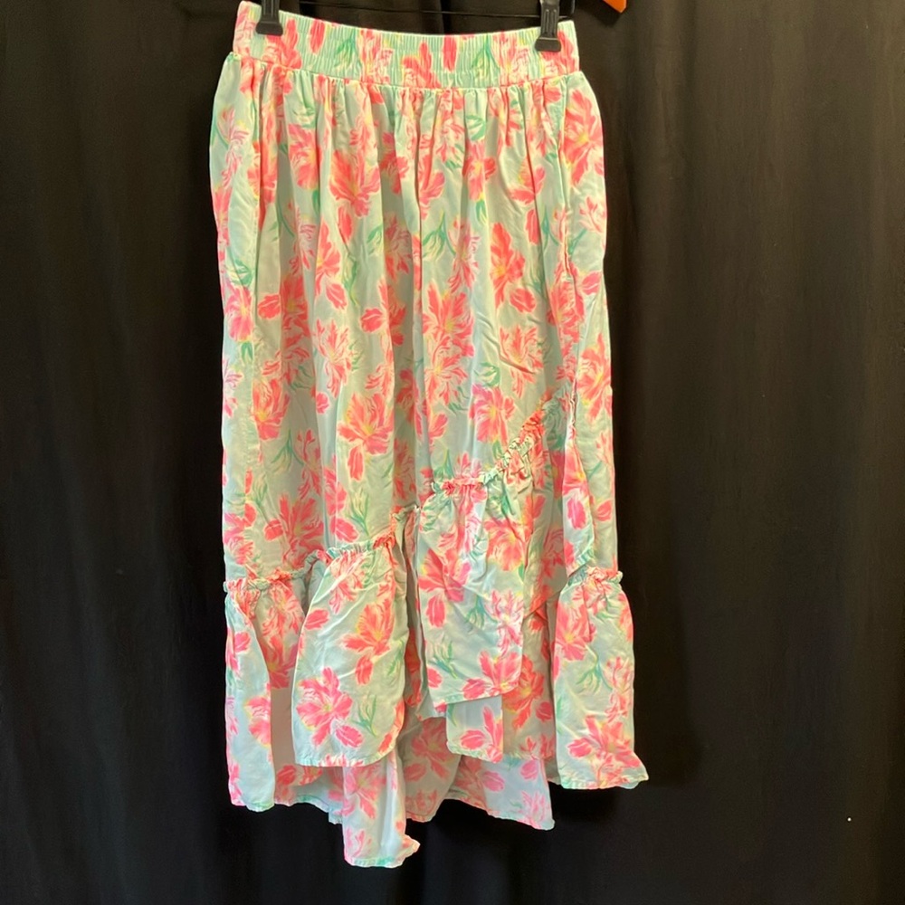 Oshkosh girls 14 maxi Floral Pink and Green Skirt